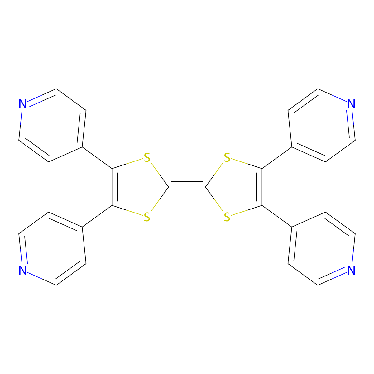 4,4',5,5'-Tetra(pyridin-4-yl)-2,2'-bi(1,3-dithiolylidene) molecular structure, CAS 1581771-50-7
