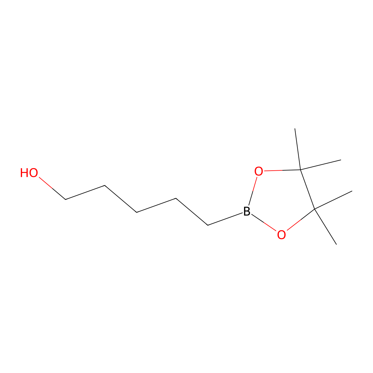 5-(4,4,5,5-Tetramethyl-1,3,2-dioxaborolan-2-yl)pentan-1-ol molecular structure, CAS 1581771-56-3