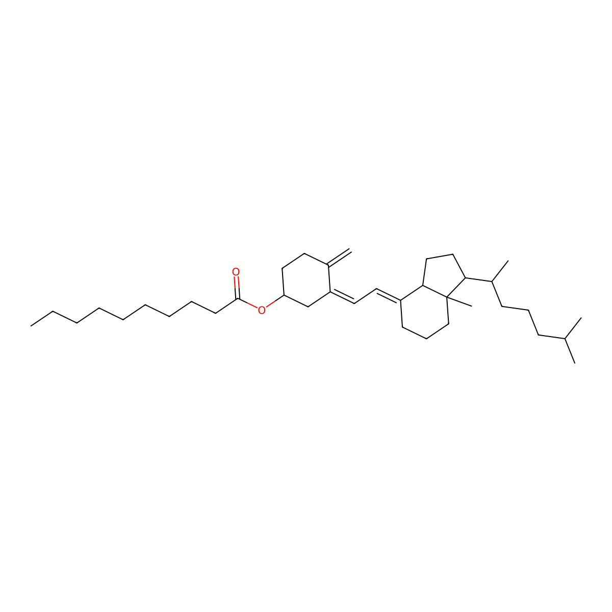 (1S,3Z)-3-[(2E)-2-[(1R,3aS,7aR)-1-[(1R)-1,5-Dimethylhexyl]octahydro-7a-methyl-4H-inden-4-ylidene]ethylidene]-4-methylenecyclohexyl decanoate molecular structure, CAS 158180-04-2