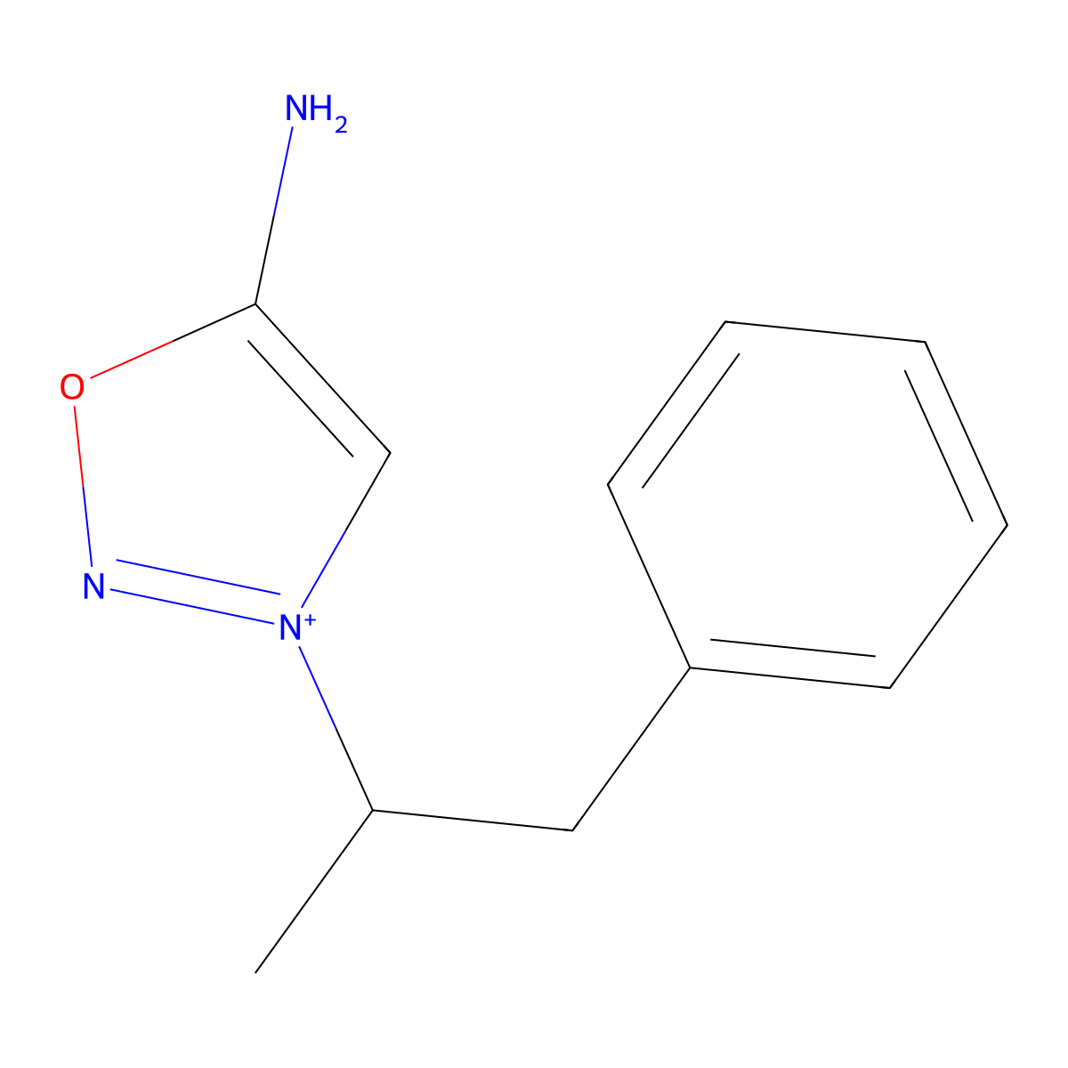 5-Amino-3-(1-methyl-2-phenylethyl)-1,2,3-oxadiazolium molecular structure, CAS 158190-67-1