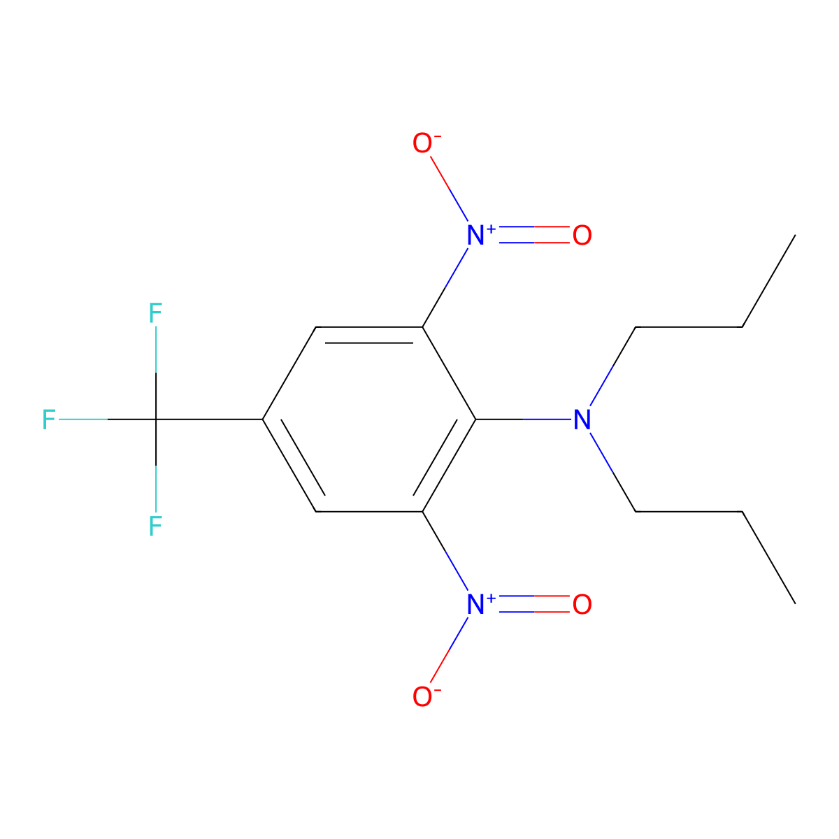 Trifluralin molecular structure, CAS 1582-09-8