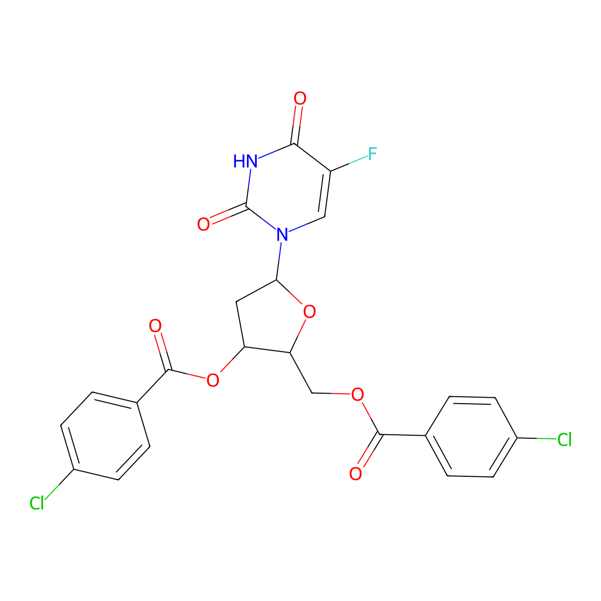 3,5-Di-O-p-chlorobenzoyl floxuridine molecular structure, CAS 1582-79-2