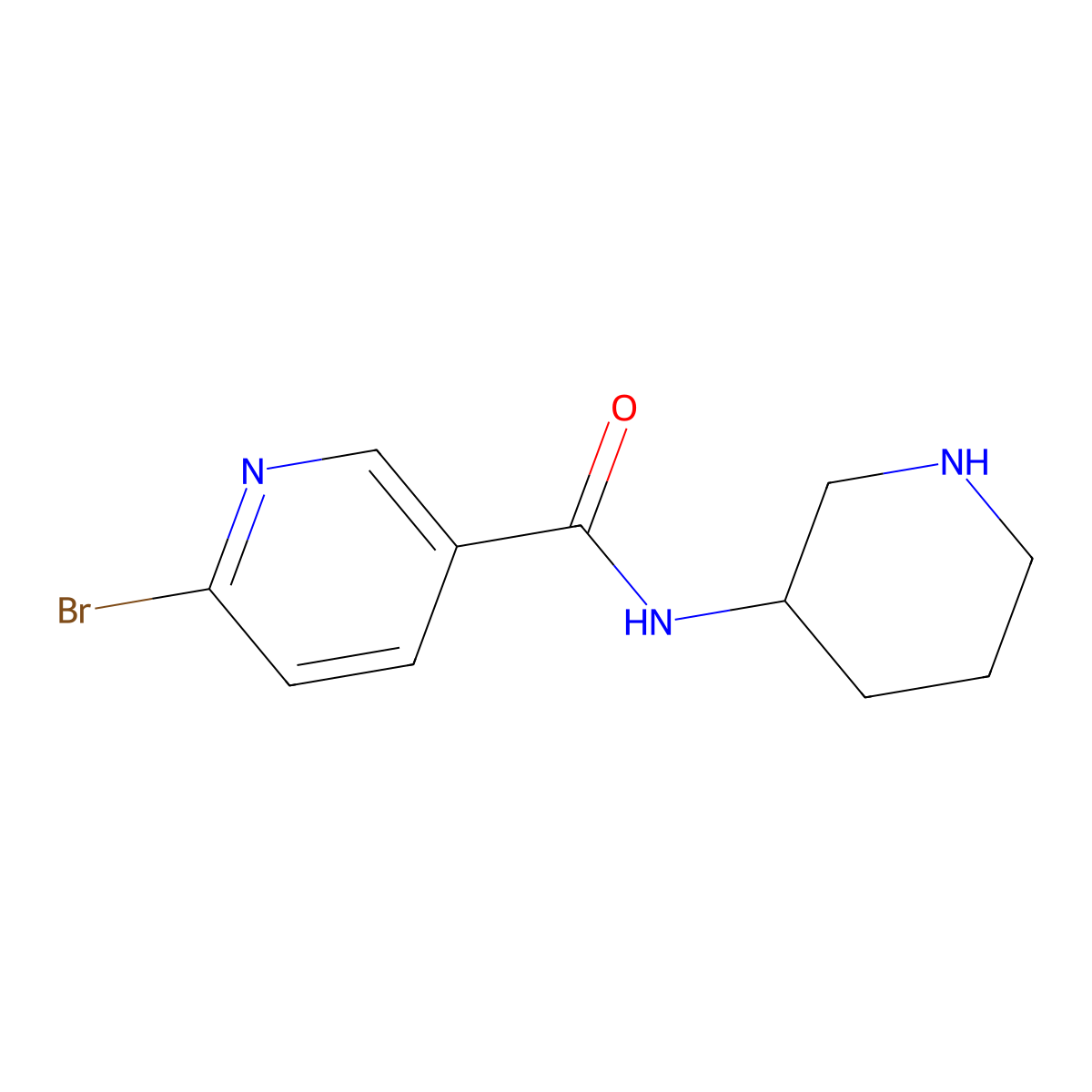 6-bromo-N-(piperidin-3-yl)pyridine-3-carboxamide molecular structure, CAS 1582037-48-6