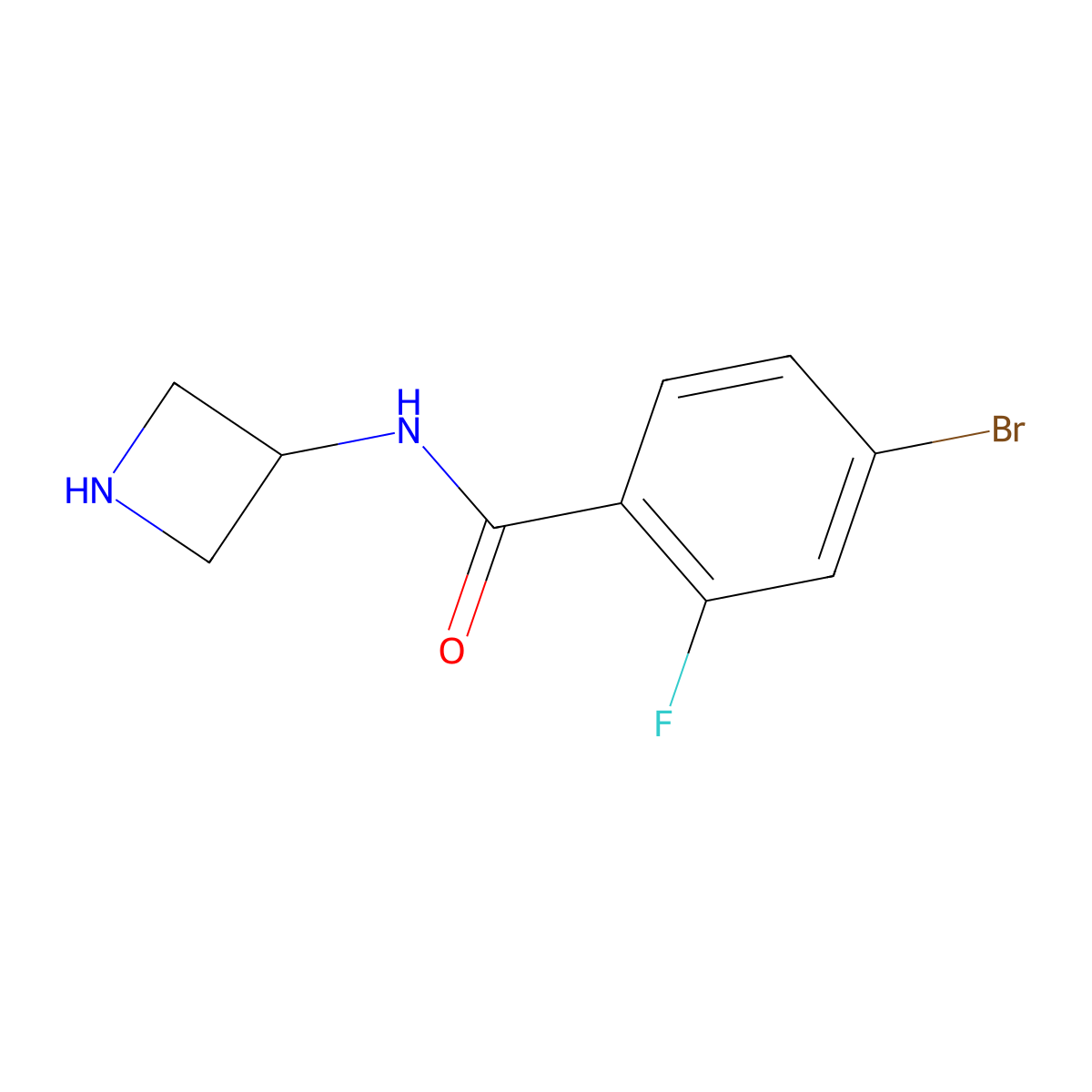 N-(azetidin-3-yl)-4-bromo-2-fluorobenzamide molecular structure, CAS 1582113-92-5