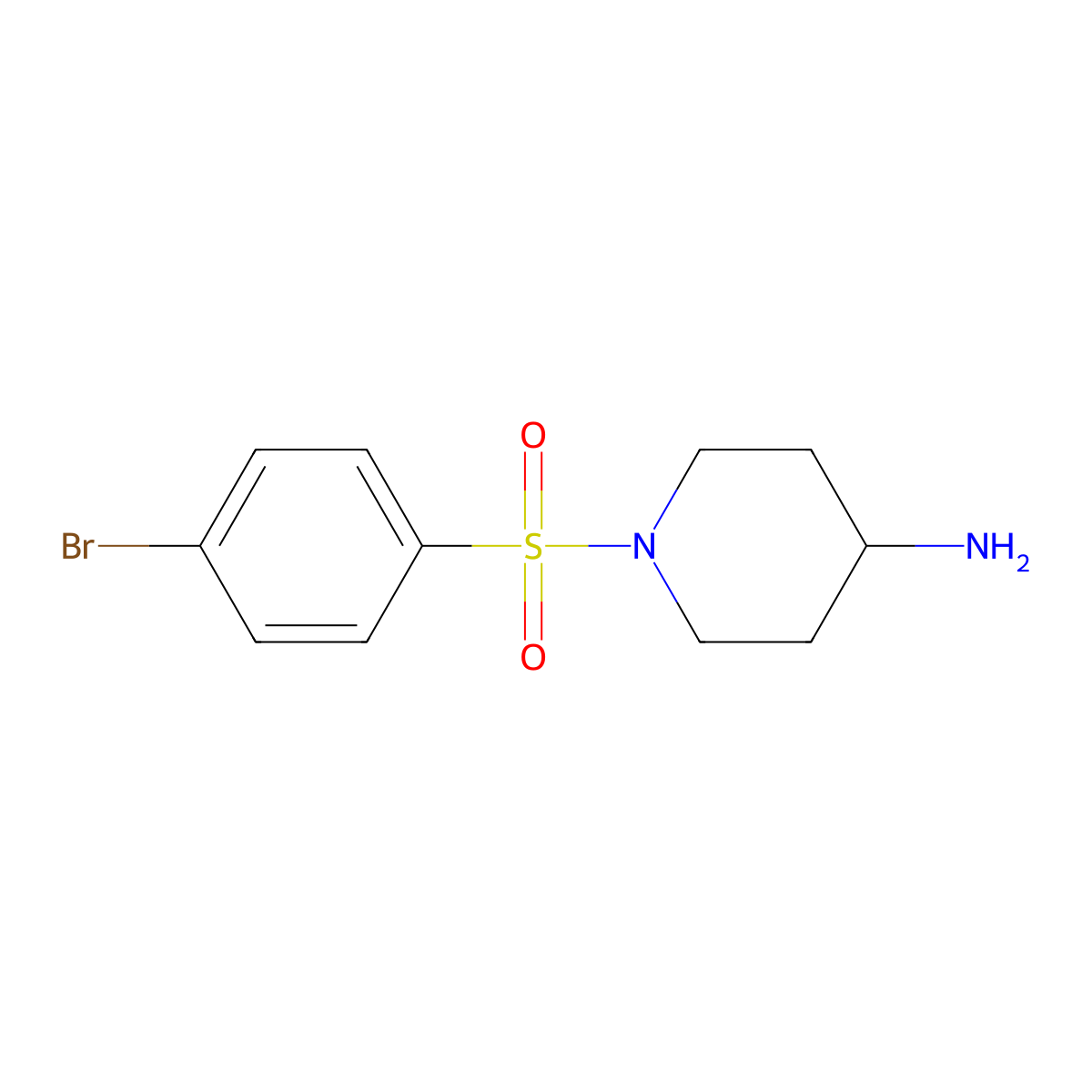 1-[(4-Bromophenyl)sulfonyl]piperidin-4-amine molecular structure, CAS 1582141-75-0