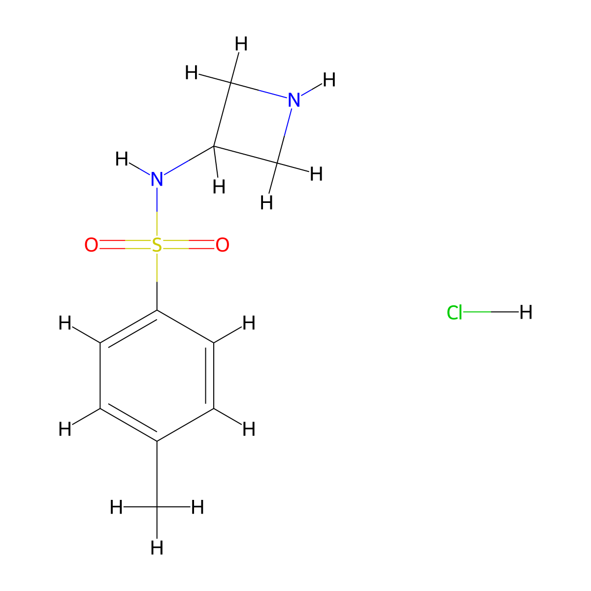 N-(azetidin-3-yl)-4-methylbenzene-1-sulfonamide hydrochloride molecular structure, CAS 1582191-78-3