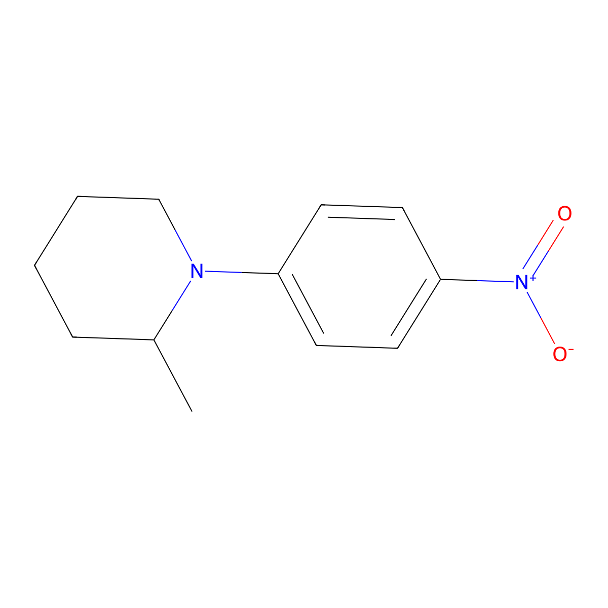 2-Methyl-1-(4-nitrophenyl)piperidine molecular structure, CAS 15822-71-6