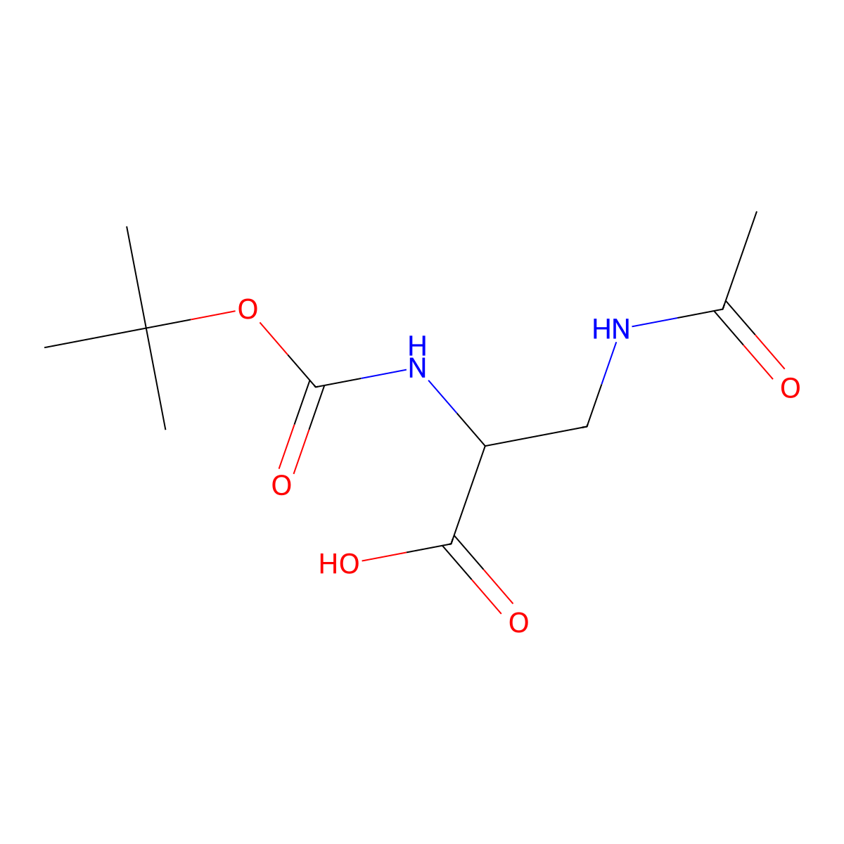 (2S)-3-acetamido-2-[(2-methylpropan-2-yl)oxycarbonylamino]propanoic acid molecular structure, CAS 158220-97-4