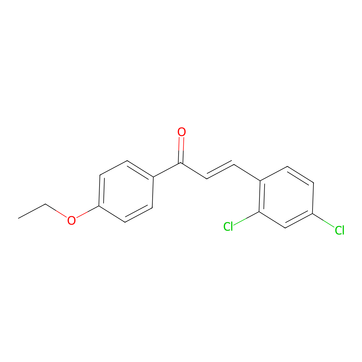 (2E)-3-(2,4-dichlorophenyl)-1-(4-ethoxyphenyl)prop-2-en-1-one molecular structure, CAS 1582302-82-6