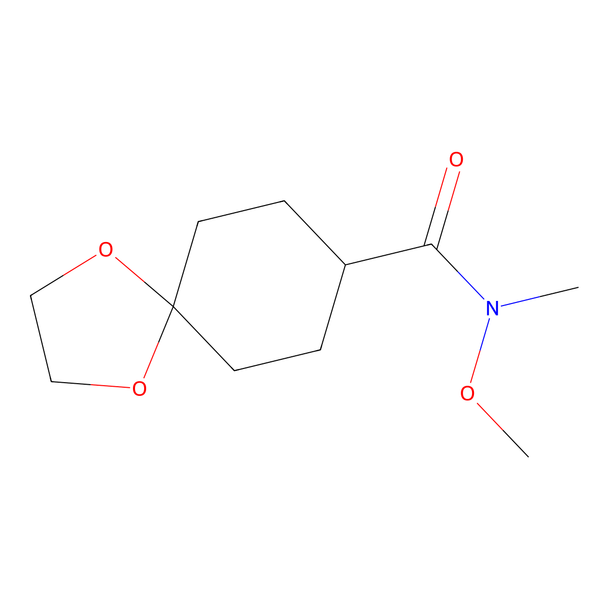 N-methoxy-N-methyl-1,4-Dioxaspiro[4.5]decane-8-carboxamide molecular structure, CAS 158243-48-2