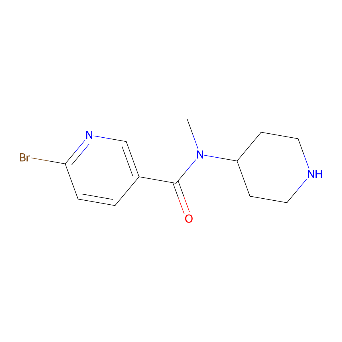 6-bromo-N-methyl-N-(piperidin-4-yl)pyridine-3-carboxamide molecular structure, CAS 1582559-64-5