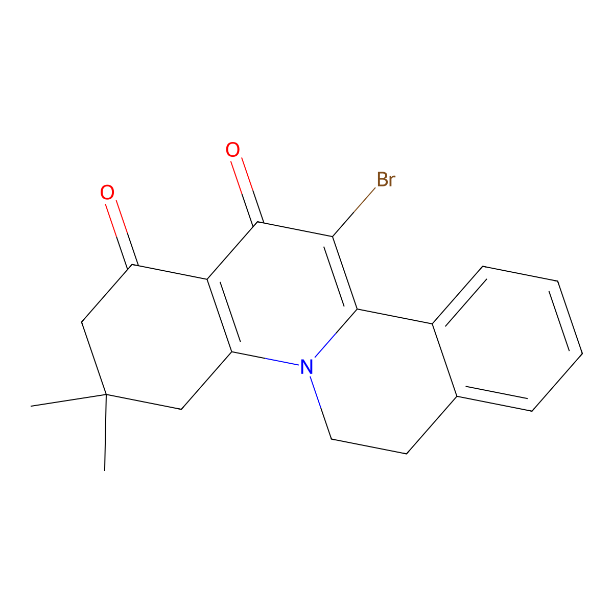 12-bromo-3,3-dimethyl-3,4,6,7-tetrahydro-1H-isoquinolino[2,1-a]quinoline-1,13(2H)-dione molecular structure, CAS 158262-30-7