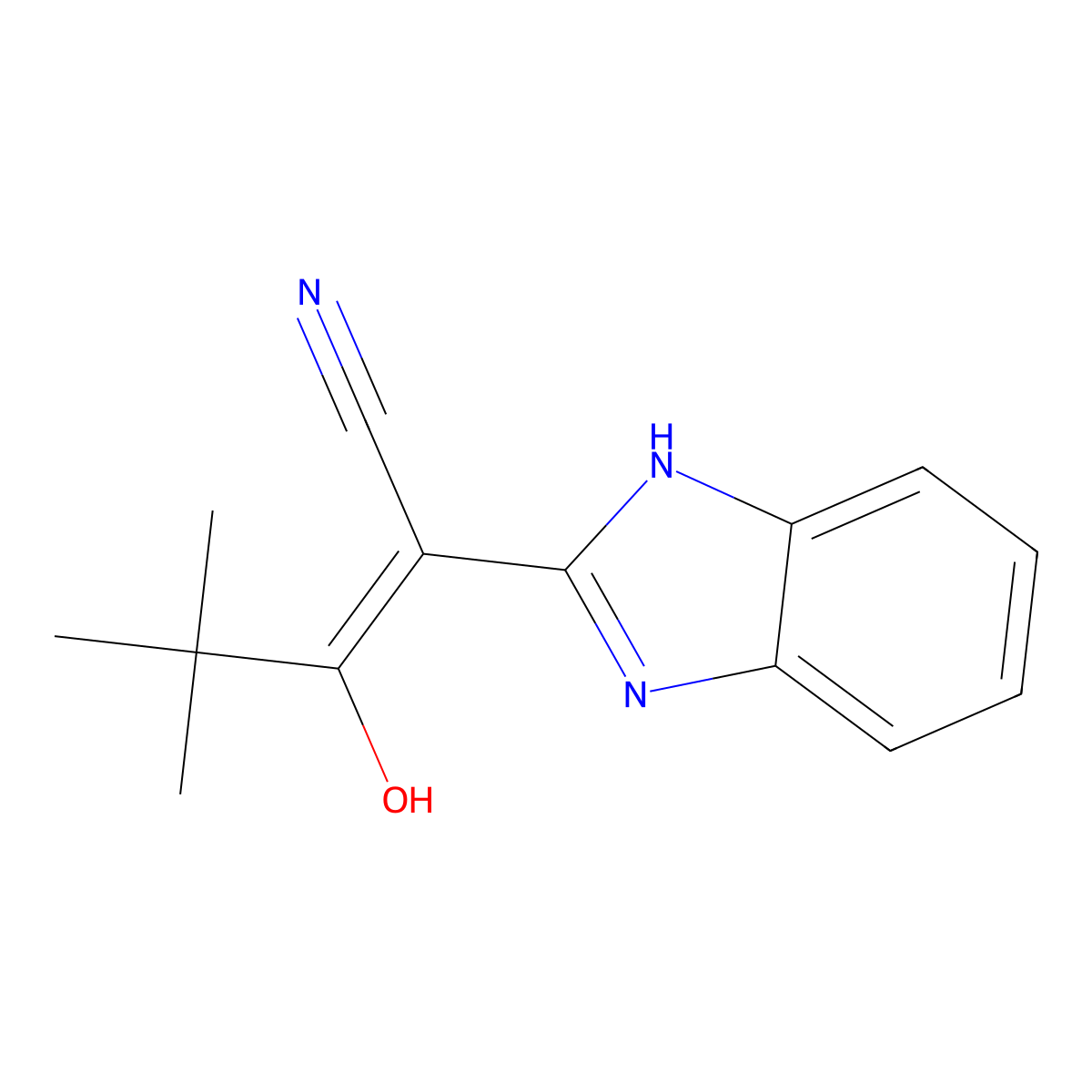 2-(3-Hydrobenzimidazol-2-ylidene)-4,4-dimethyl-3-oxopentanenitrile molecular structure, CAS 158262-74-9
