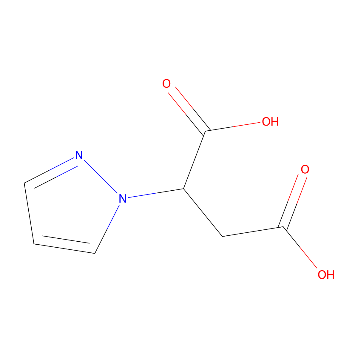 2-(1h-Pyrazol-1-yl)butanedioic acid molecular structure, CAS 158264-18-7