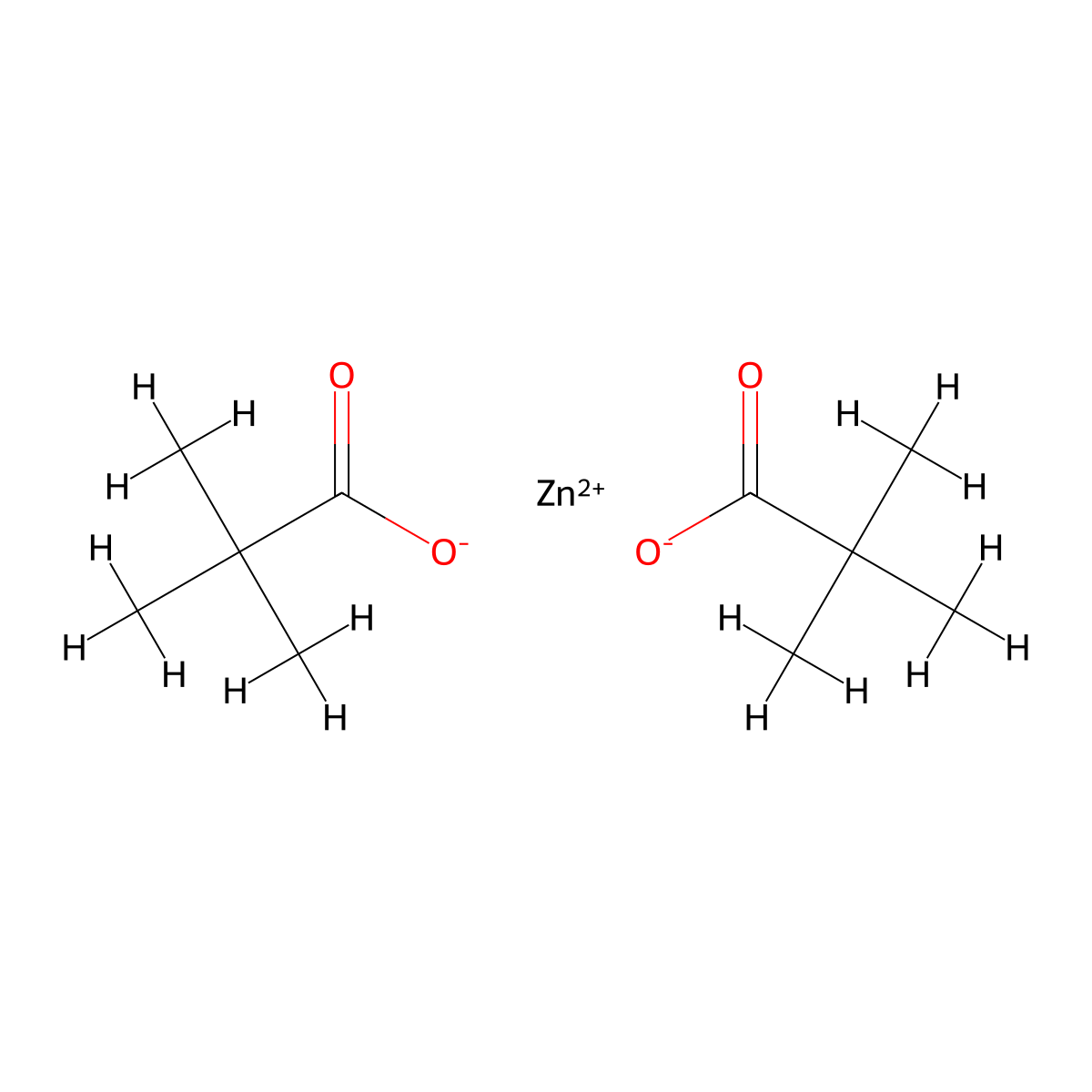 Zinc(II) pivalate molecular structure, CAS 15827-10-8