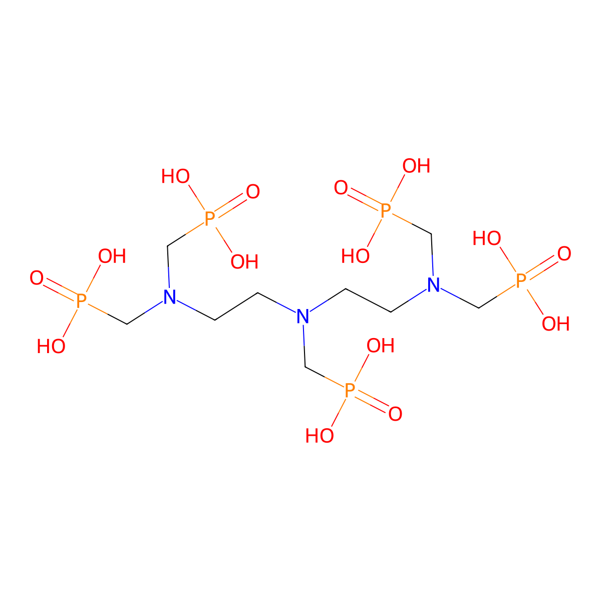 Diethylenetriaminepenta(methylenephosphonic acid) molecular structure, CAS 15827-60-8