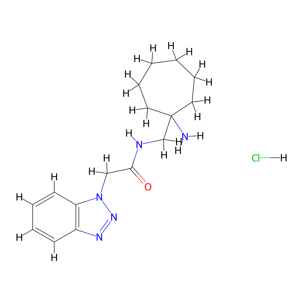 N-[(1-Aminocycloheptyl)methyl]-2-(benzotriazol-1-yl)acetamide;hydrochloride molecular structure, CAS 1582701-83-4