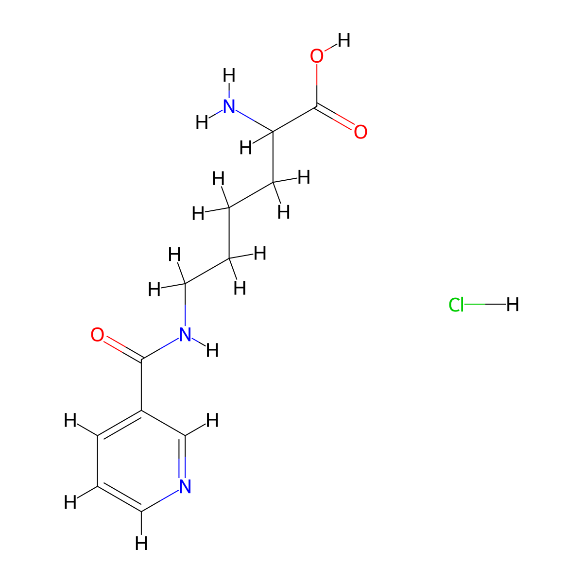 2-Amino-6-(pyridine-3-carbonylamino)hexanoic acid;hydrochloride molecular structure, CAS 158276-23-4
