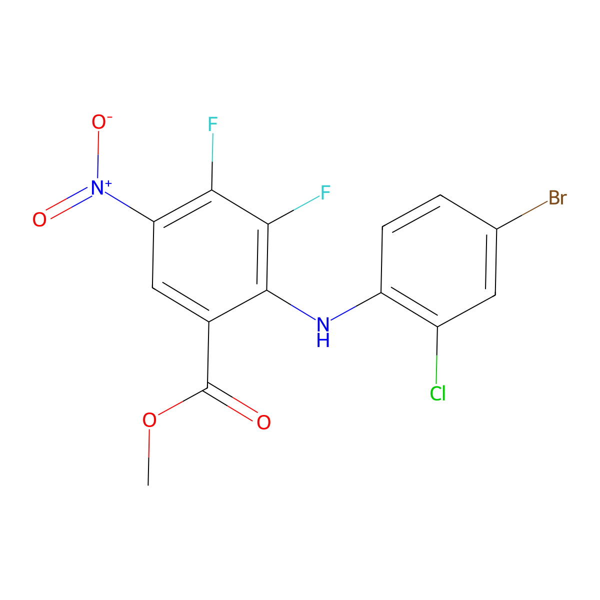 Methyl 2-[(4-bromo-2-chlorophenyl)amino]-3,4-difluoro-5-nitrobenzoate molecular structure, CAS 1582770-01-1