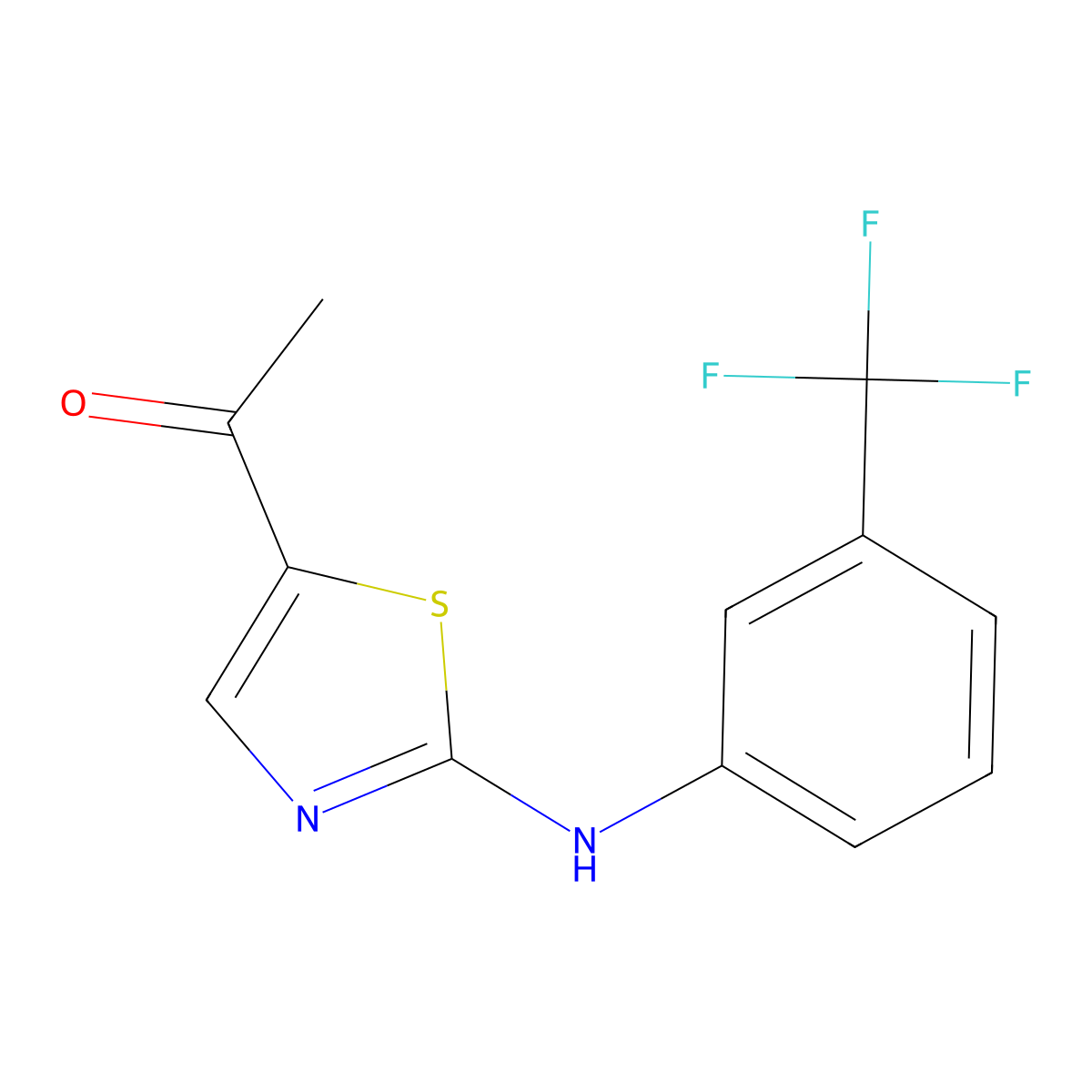 1-(2-{[3-(Trifluoromethyl)phenyl]amino}-1,3-thiazol-5-yl)ethan-1-one molecular structure, CAS 1582770-06-6