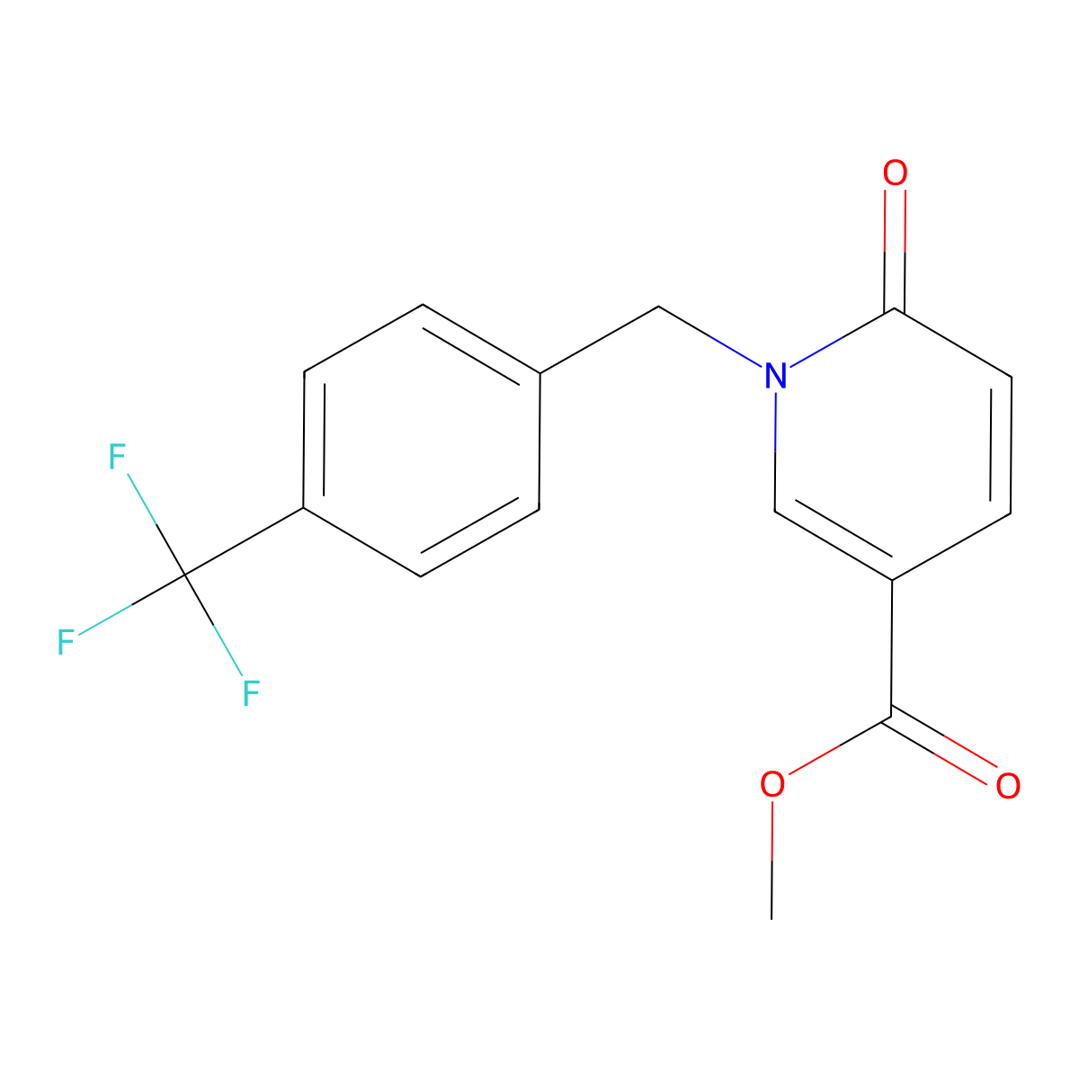 Methyl 6-oxo-1-{[4-(trifluoromethyl)phenyl]methyl}-1,6-dihydropyridine-3-carboxylate molecular structure, CAS 1582770-08-8