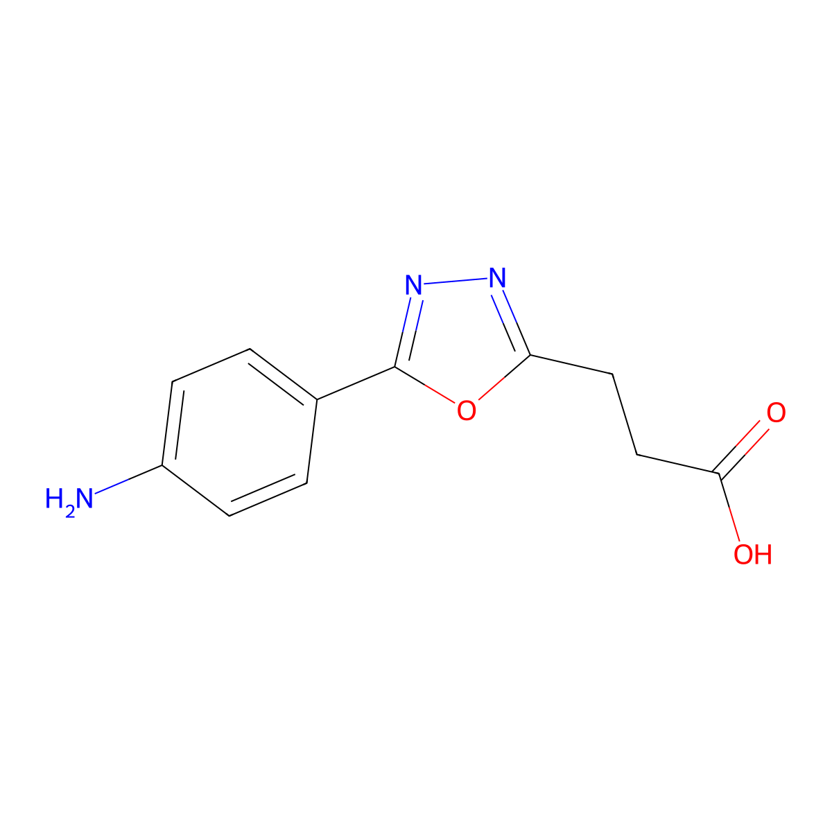 3-(5-(4-Aminophenyl)-1,3,4-oxadiazol-2-yl)propanoic acid molecular structure, CAS 15828-35-0