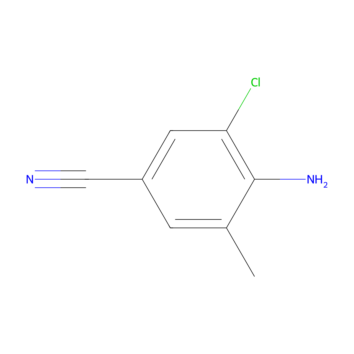 4-Amino-3-chloro-5-methylbenzonitrile molecular structure, CAS 158296-69-6