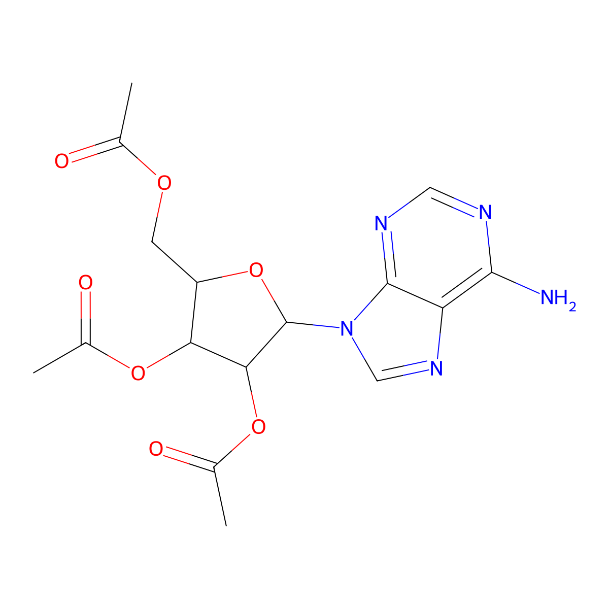[3,4-Diacetyloxy-5-(6-aminopurin-9-yl)oxolan-2-yl]methyl acetate molecular structure, CAS 15830-77-0