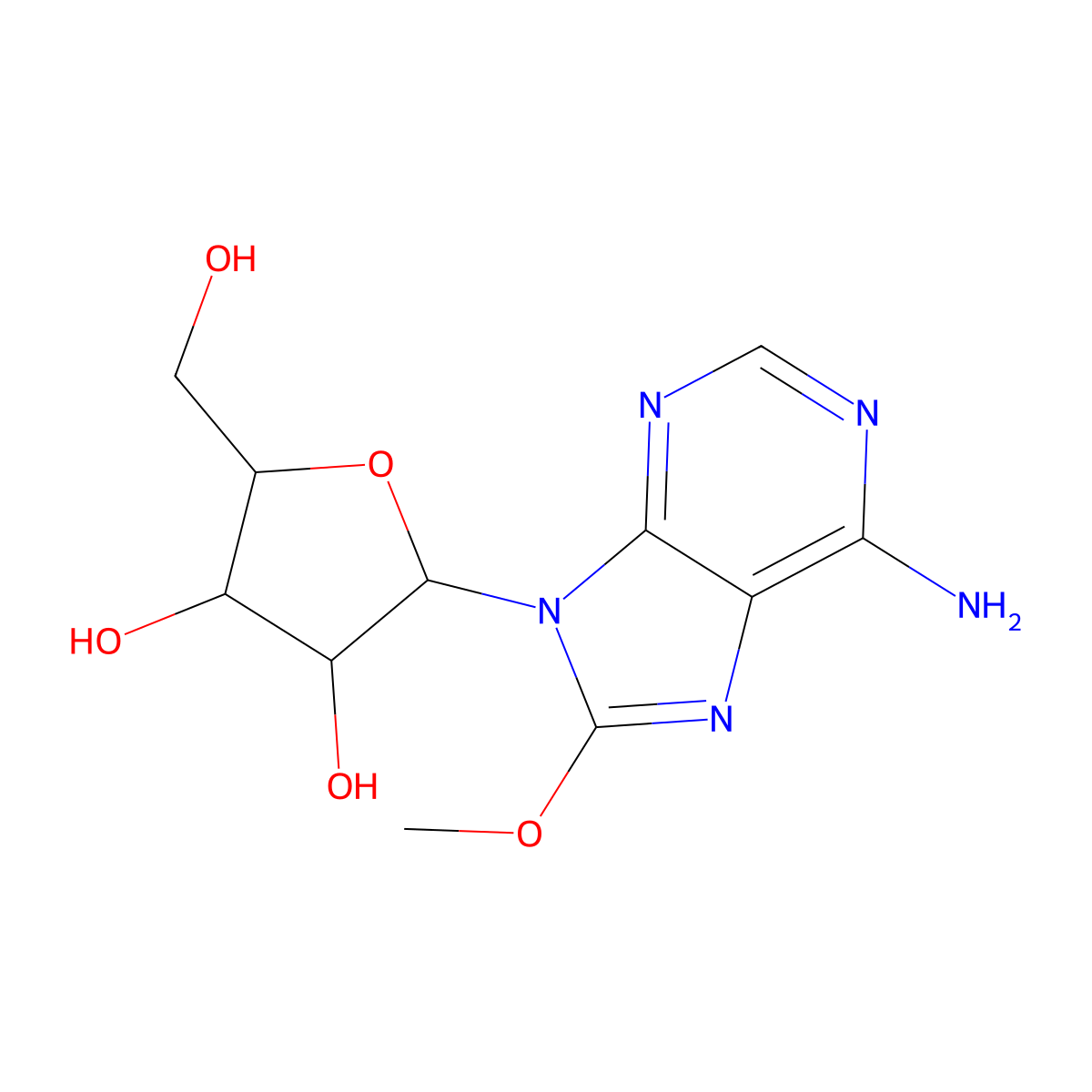 Adenosine, 8-methoxy- molecular structure, CAS 15830-79-2