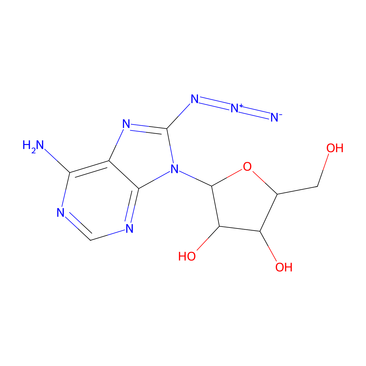 2-(6-Amino-8-azidopurin-9-yl)-5-(hydroxymethyl)oxolane-3,4-diol molecular structure, CAS 15830-80-5