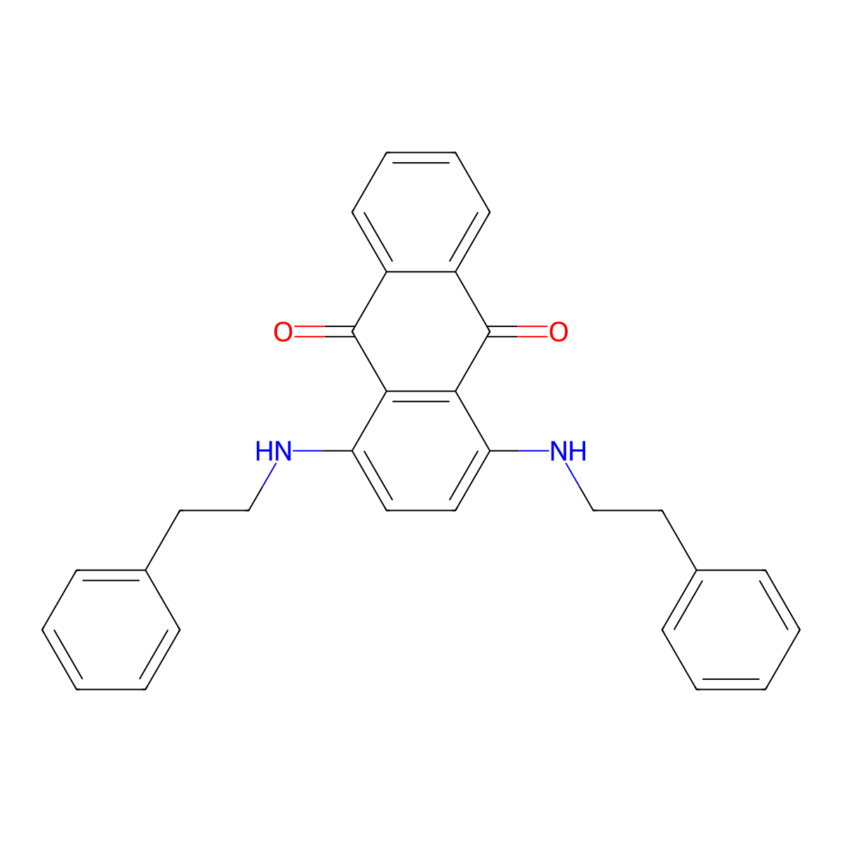 9,10-Anthracenedione, 1,4-bis[(2-phenylethyl)amino]- molecular structure, CAS 15830-97-4
