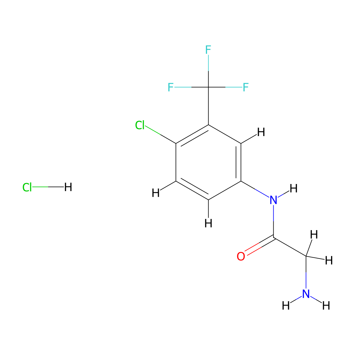 2-Amino-N-(4-chloro-3-(trifluoromethyl)phenyl)acetamide hydrochloride molecular structure, CAS 1583177-64-3