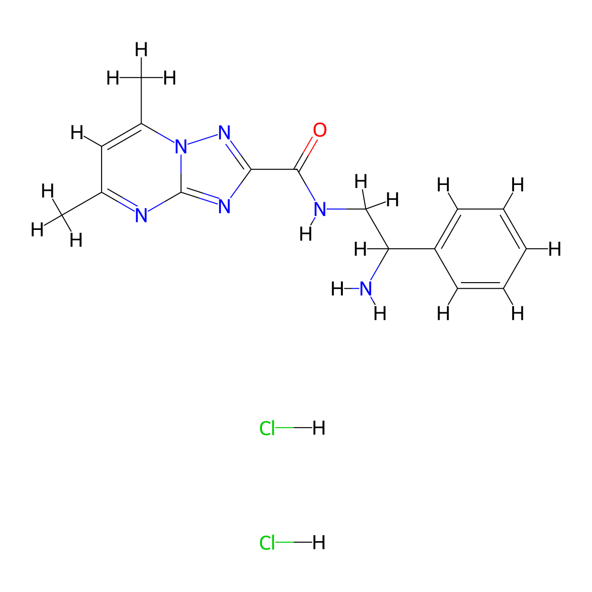N-(2-amino-2-phenylethyl)-5,7-dimethyl-[1,2,4]triazolo[1,5-a]pyrimidine-2-carboxamide dihydrochloride molecular structure, CAS 1583199-65-8