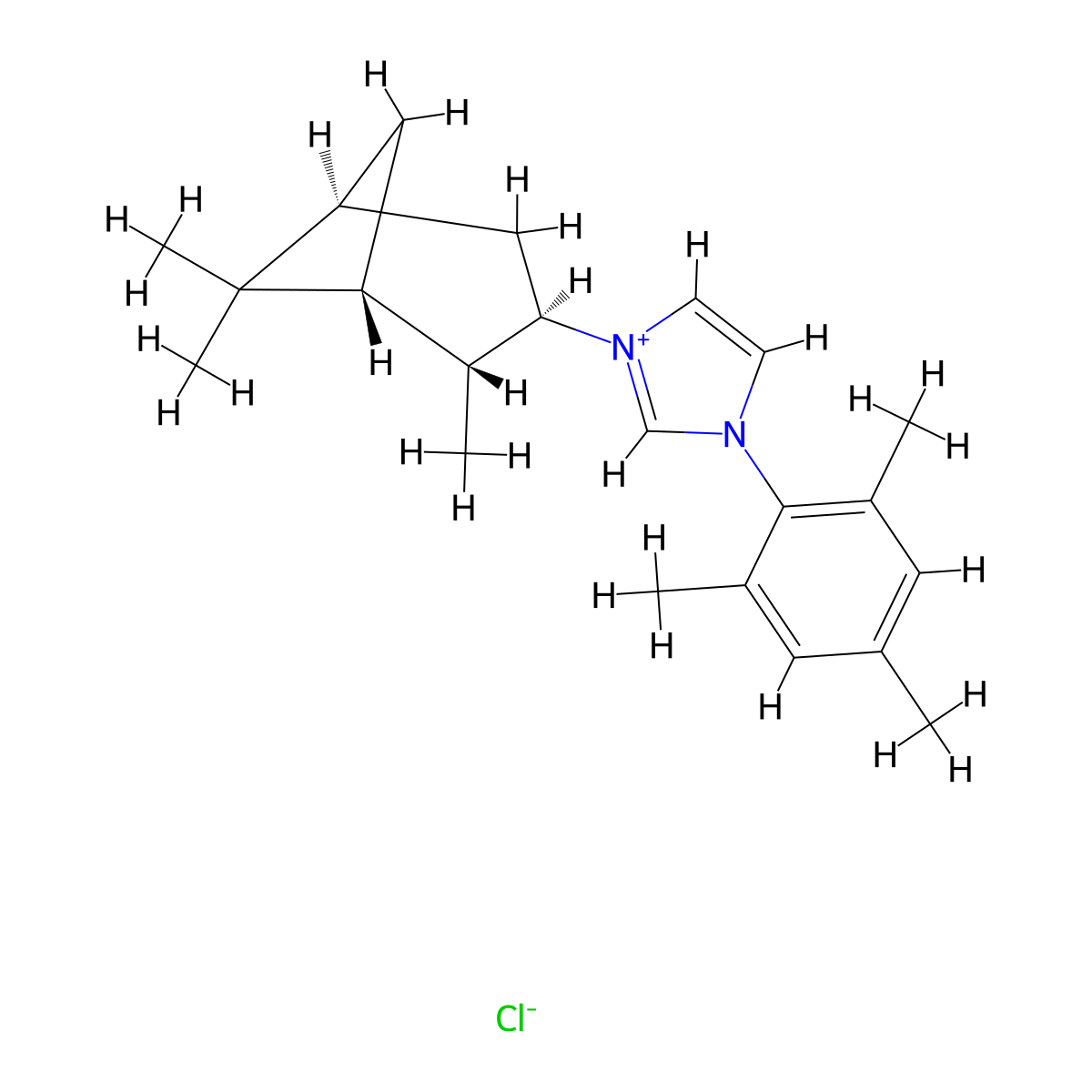 1-Mesityl-3-((1S,2S,3S,5R)-2,6,6-trimethylbicyclo[3.1.1]heptan-3-yl)-1H-imidazol-3-ium chloride molecular structure, CAS 1583244-12-5
