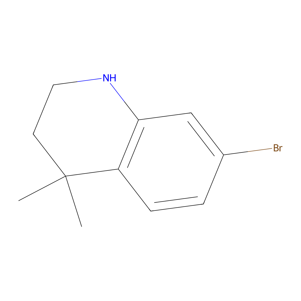 7-Bromo-4,4-dimethyl-1,2,3,4-tetrahydroquinoline molecular structure, CAS 158326-77-3