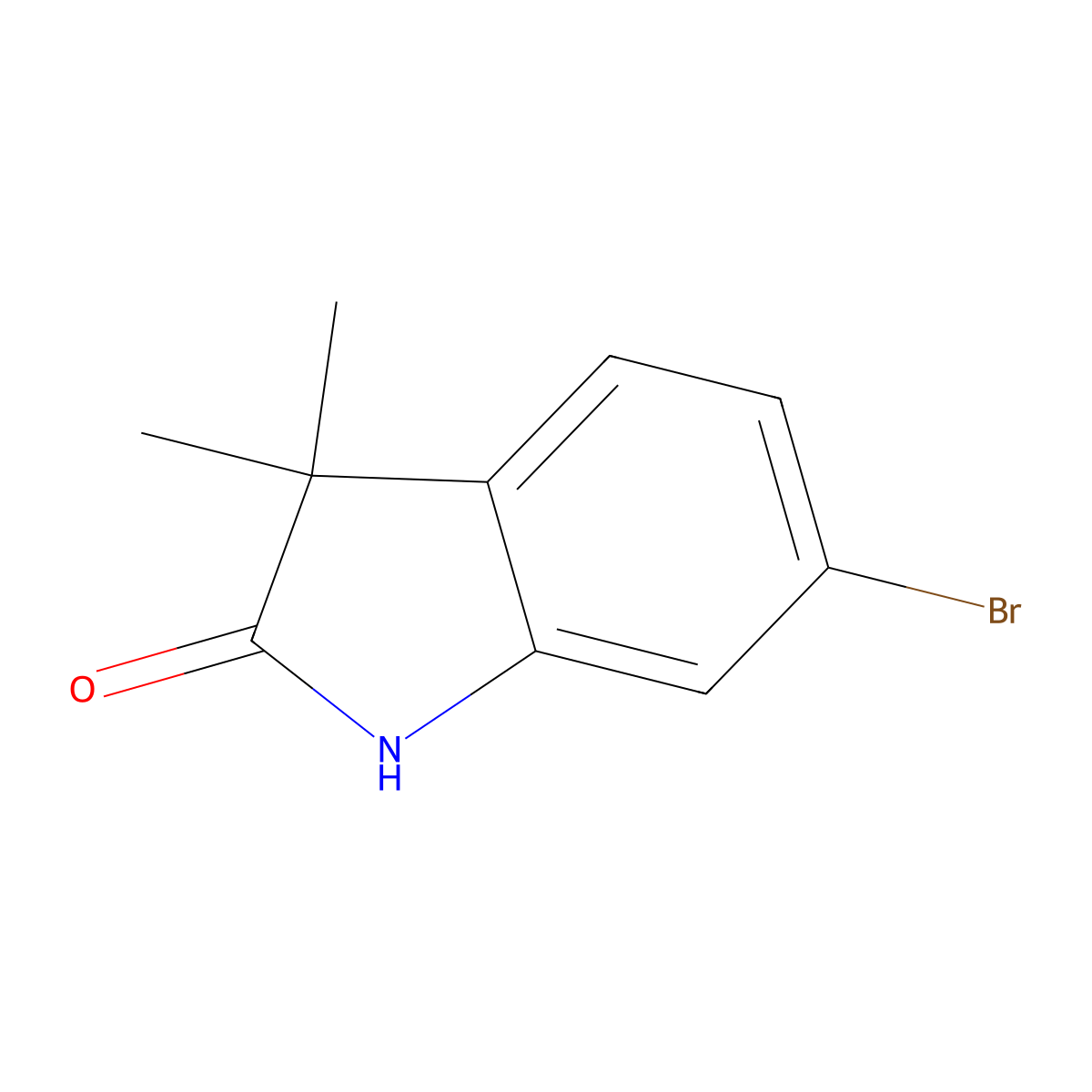 6-bromo-3,3-dimethyl-2,3-dihydro-1H-indol-2-one molecular structure, CAS 158326-84-2