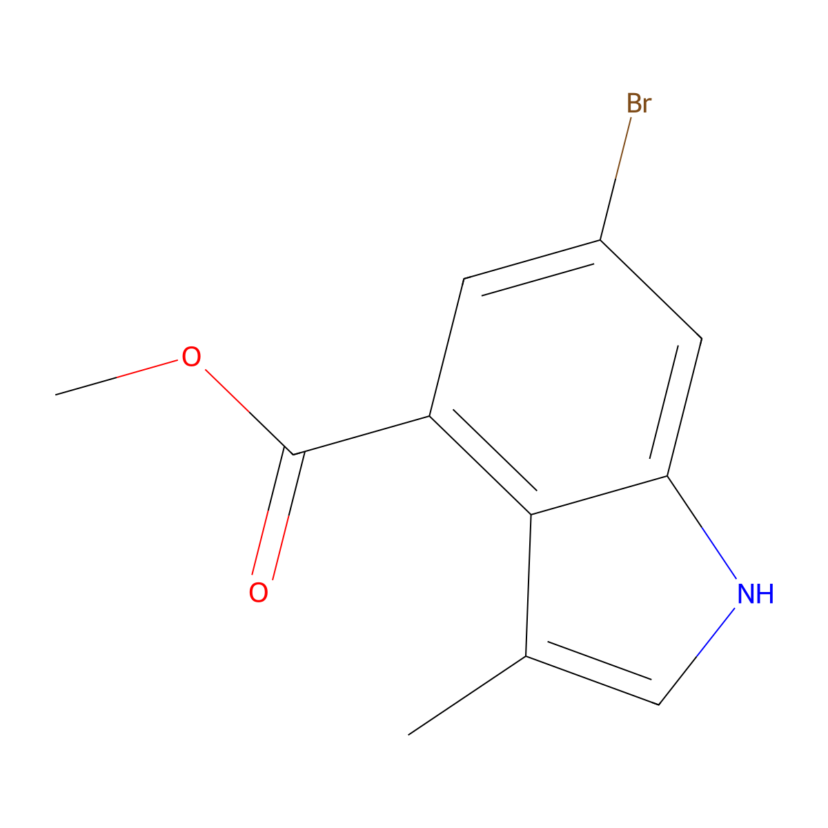 Methyl 6-bromo-3-methyl-1H-indole-4-carboxylate molecular structure, CAS 1583272-35-8