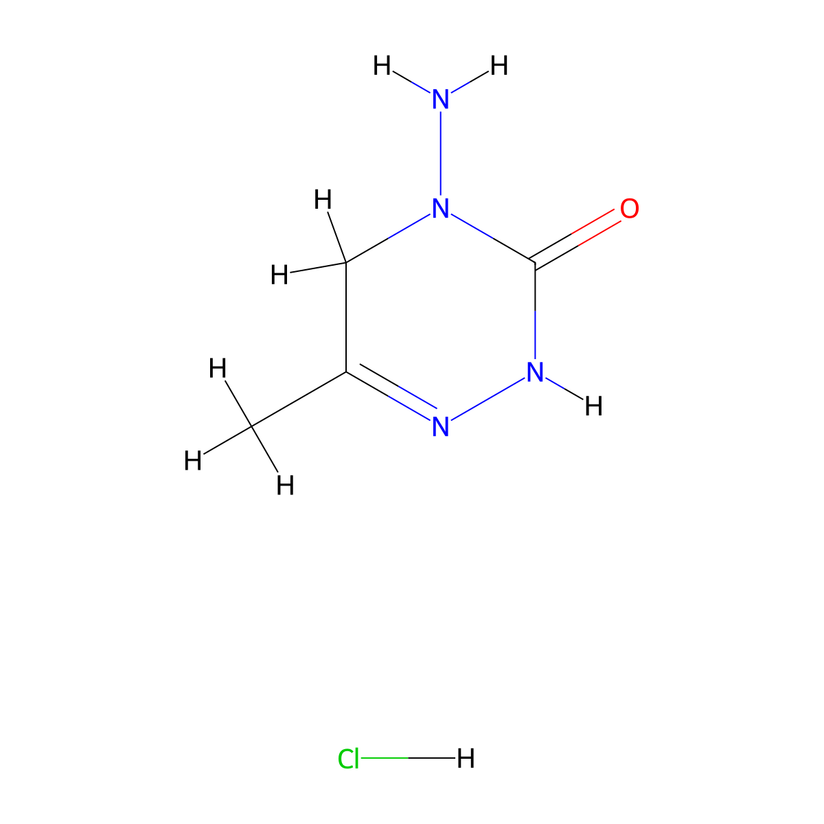 4-Amino-6-methyl-4,5-dihydro-1,2,4-triazin-3(2H)-one--hydrogen chloride (1/1) molecular structure, CAS 158329-07-8