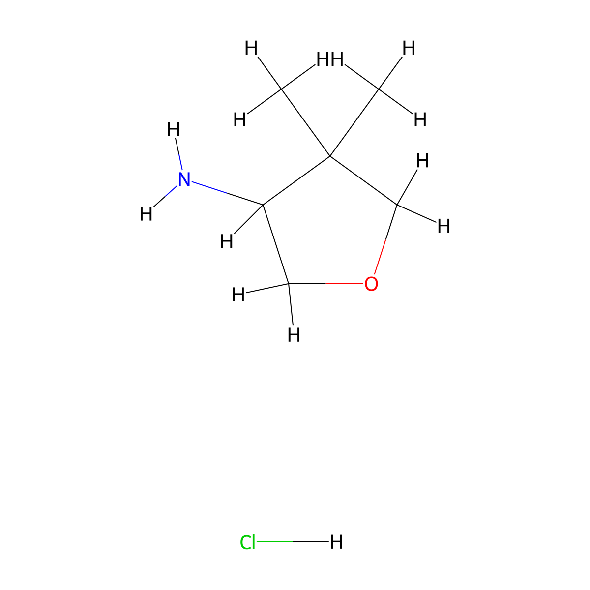 4,4-Dimethyloxolan-3-amine hydrochloride molecular structure, CAS 15833-88-2