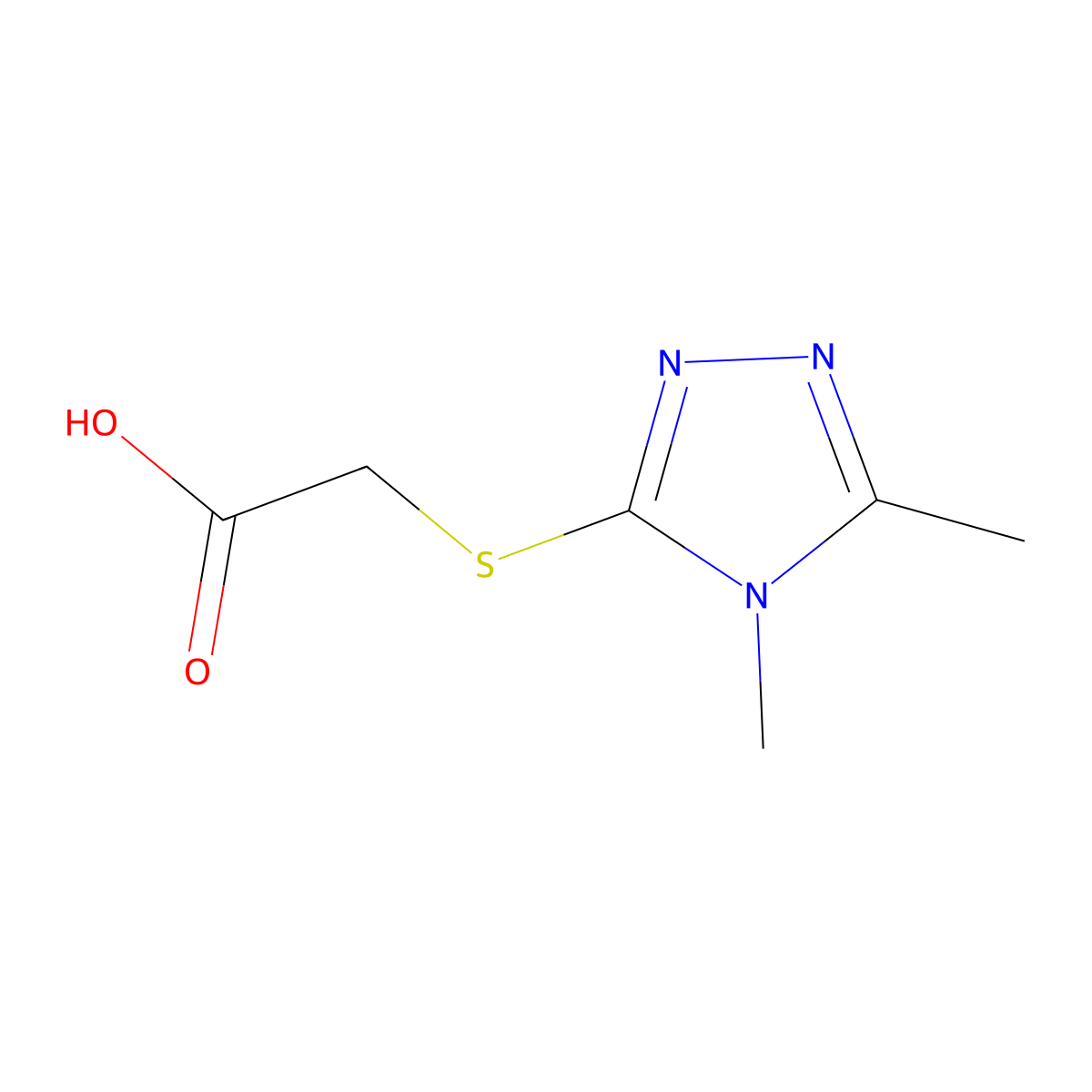 (4,5-Dimethyl-4H-[1,2,4]triazol-3-ylsulfanyl)-acetic acid molecular structure, CAS 15834-57-8