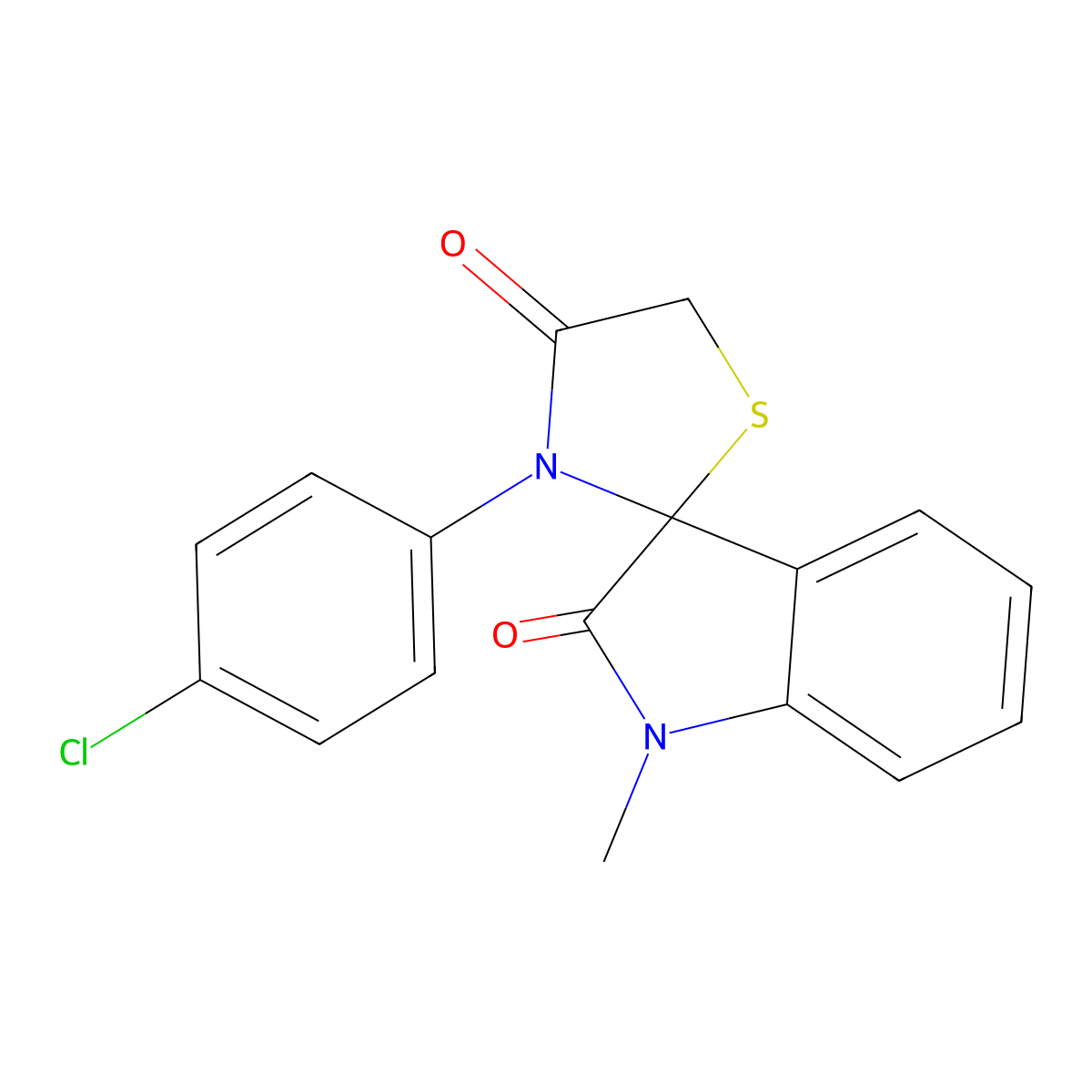 3'-(4-Chlorophenyl)-1-methyl-1,2-dihydrospiro[indole-3,2'-[1,3]thiazolidine]-2,4'-dione molecular structure, CAS 158361-99-0