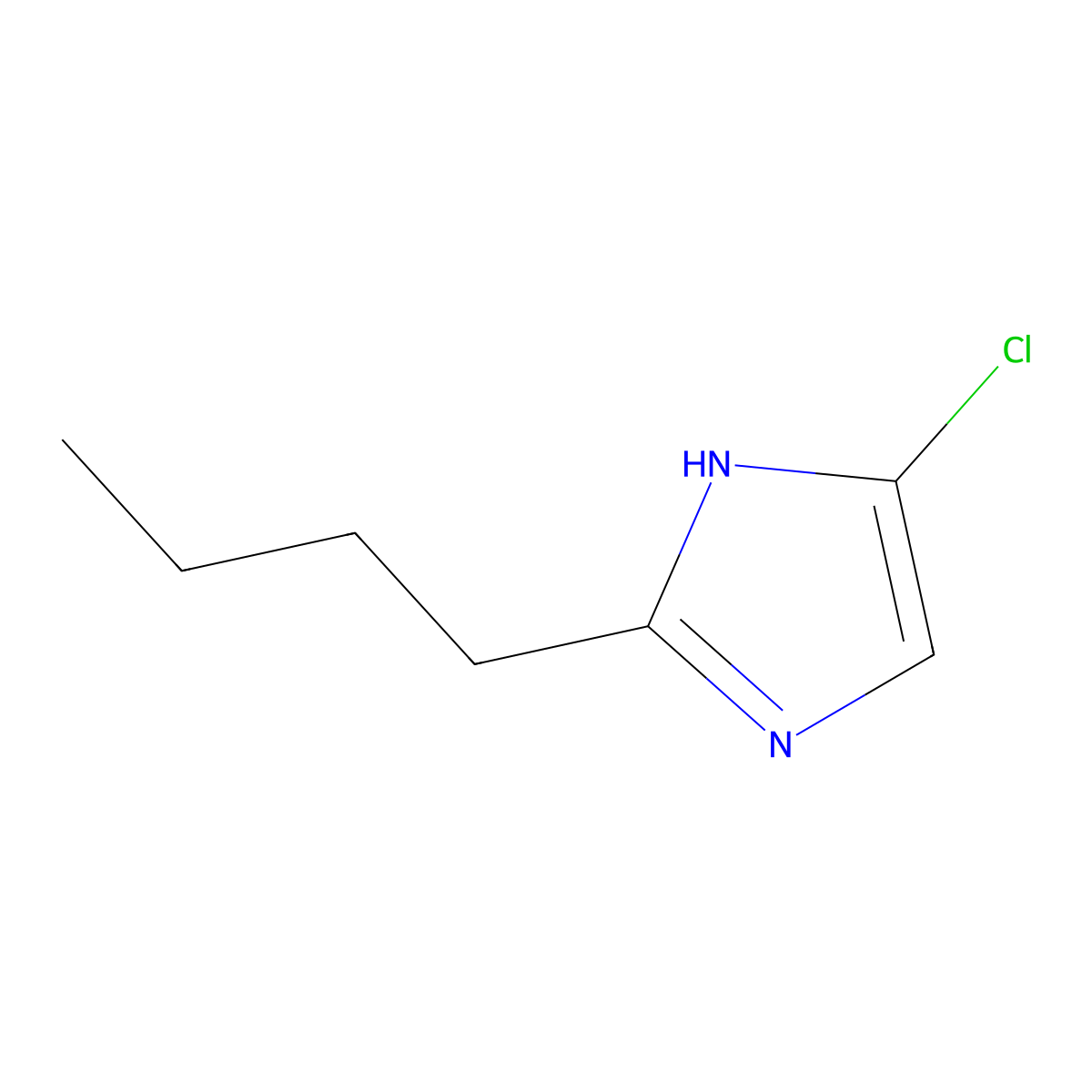 2-butyl-5-chloro-1H-imidazole molecular structure, CAS 158365-99-2