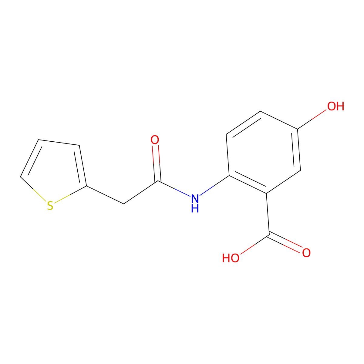 5-Hydroxy-2-[(thiophen-2-ylacetyl)amino]benzoic acid molecular structure, CAS 158382-22-0