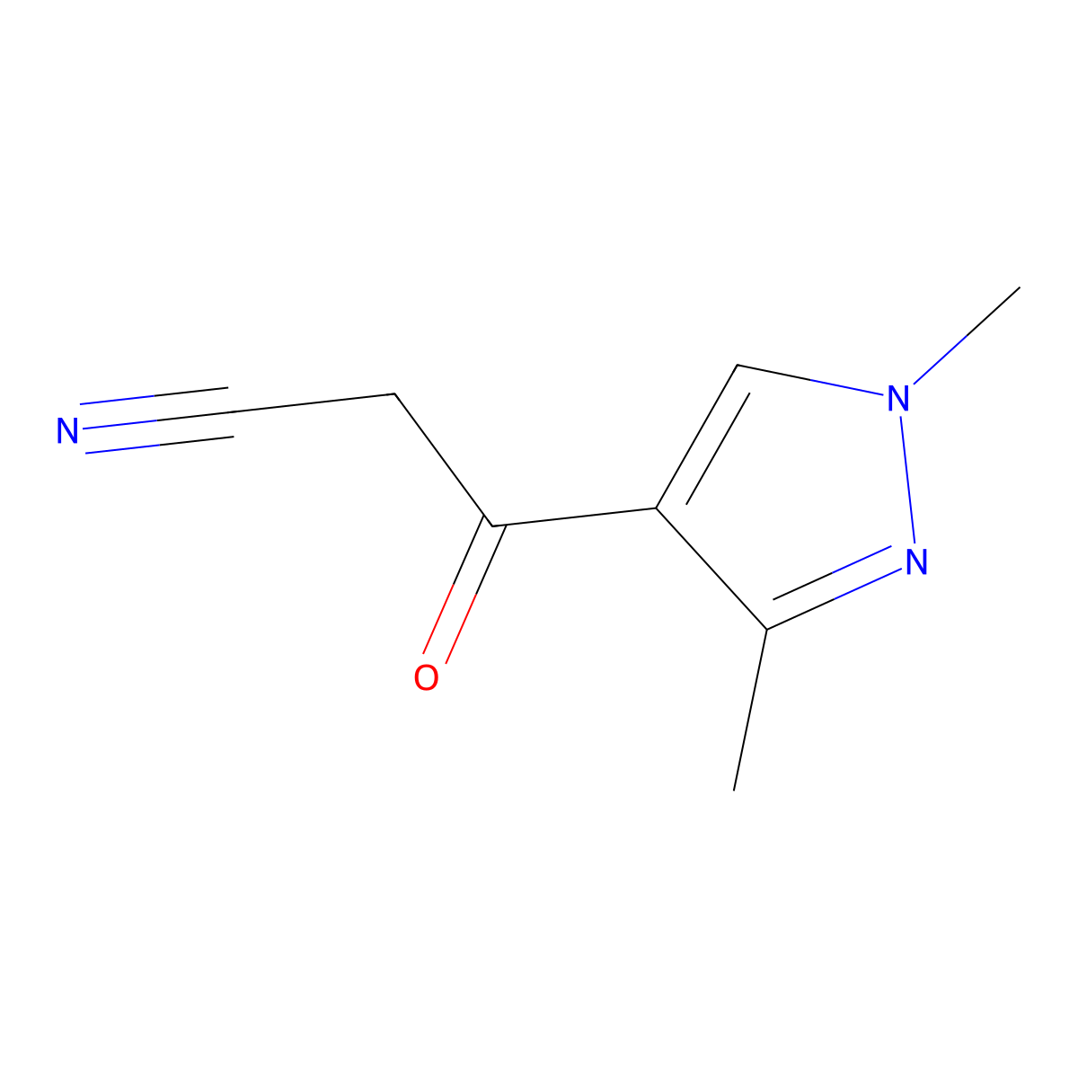 3-(1,3-dimethyl-1H-pyrazol-4-yl)-3-oxopropanenitrile molecular structure, CAS 158386-99-3