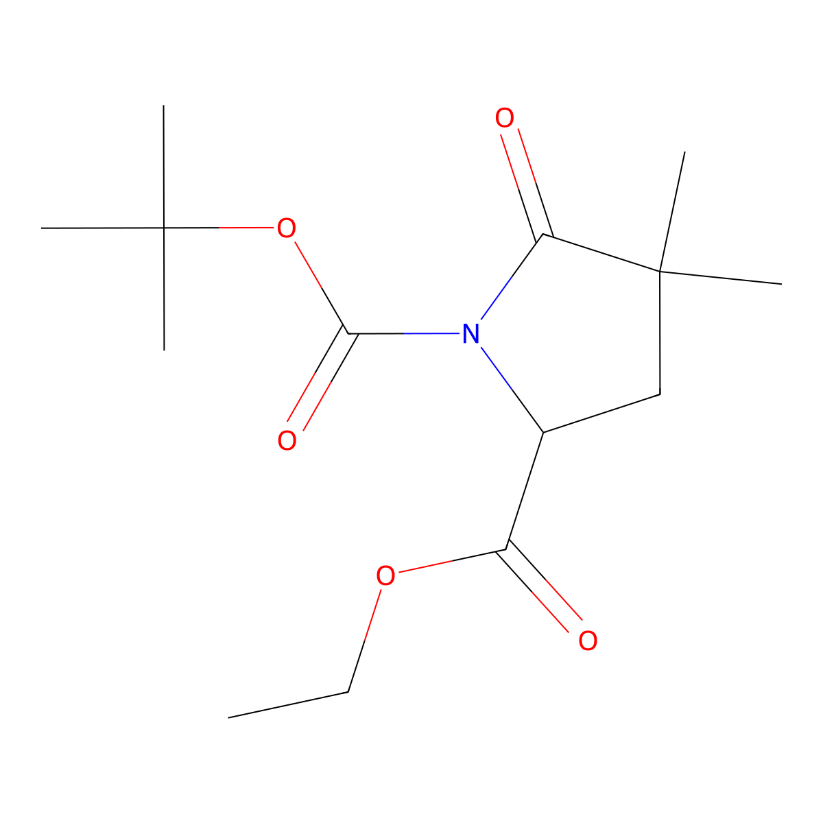 (S)-1-tert-Butyl 2-ethyl 4,4-dimethyl-5-oxopyrrolidine-1,2-dicarboxylate molecular structure, CAS 158392-80-4