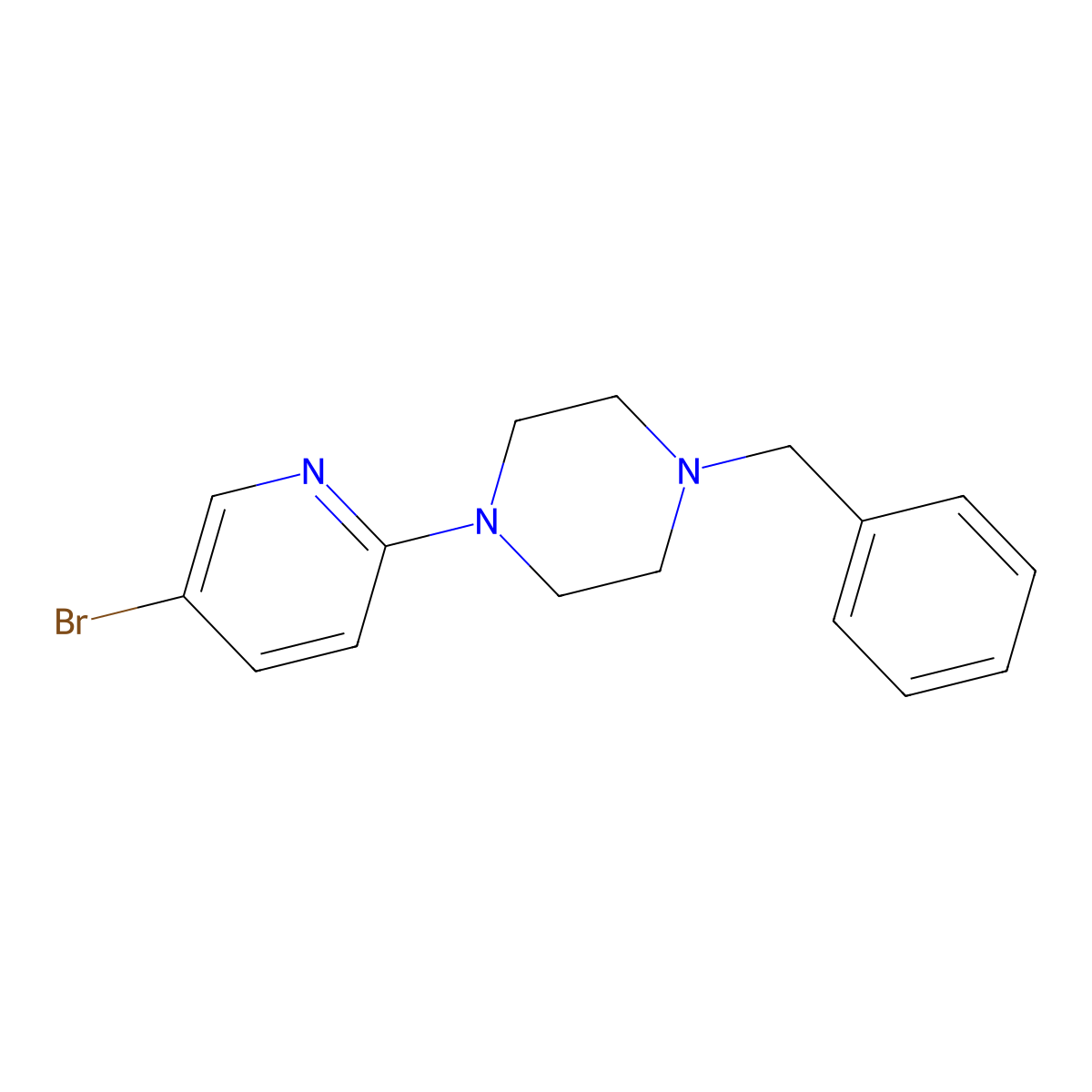 1-Benzyl-4-(5-bromopyridin-2-yl)piperazine molecular structure, CAS 158399-60-1