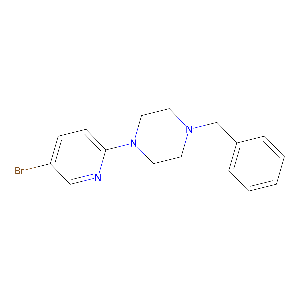 1-Benzyl-4-(5-bromopyridin-2-yl)piperazine molecular structure, CAS 158399-60-1