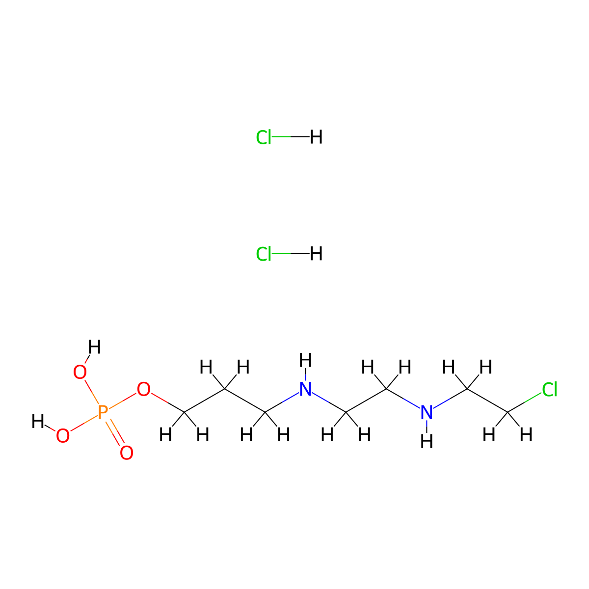 1-Propanol, 3-((2-((2-chloroethyl)amino)ethyl)amino)-, dihydrogen phosphate (ester), dihydrochloride molecular structure, CAS 158401-51-5