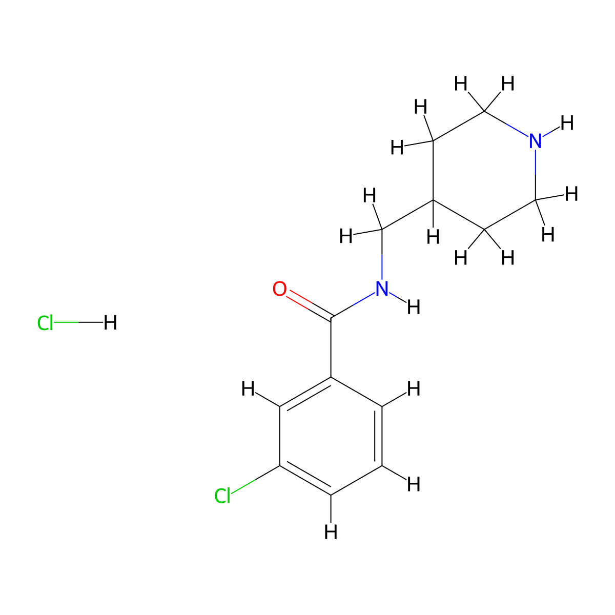 3-Chloro-N-(4-piperidinylmethyl)benzamide hydrochloride molecular structure, CAS 1584066-83-0