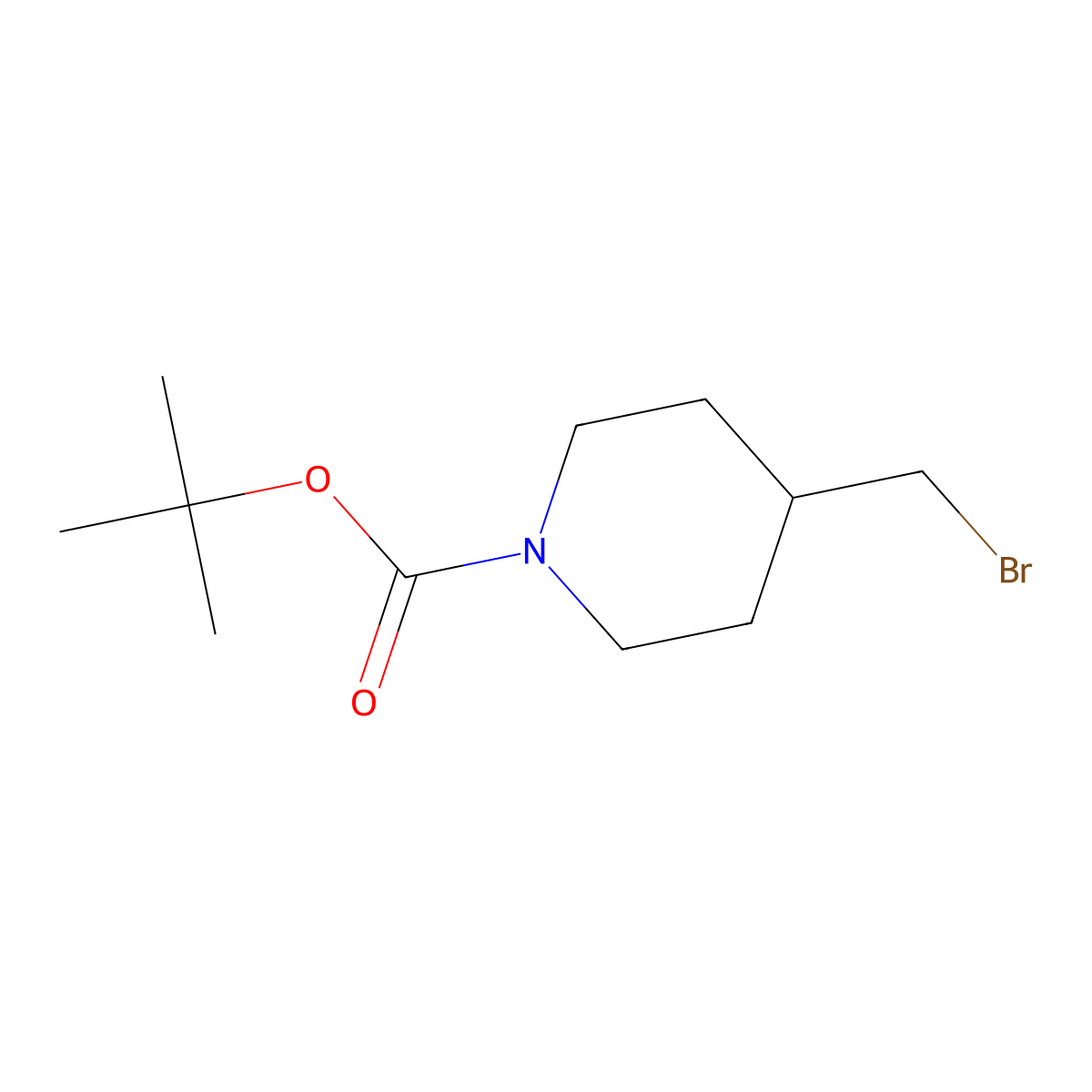 tert-Butyl 4-(bromomethyl)piperidine-1-carboxylate molecular structure, CAS 158407-04-6